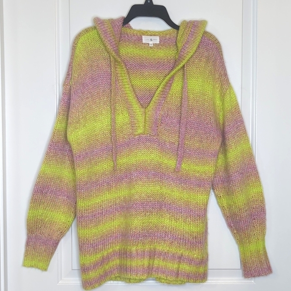 Lou & Grey Ombre Hoodie Cozy Soft Tunic V-Neck Sweater Small - Picture 3 of 12